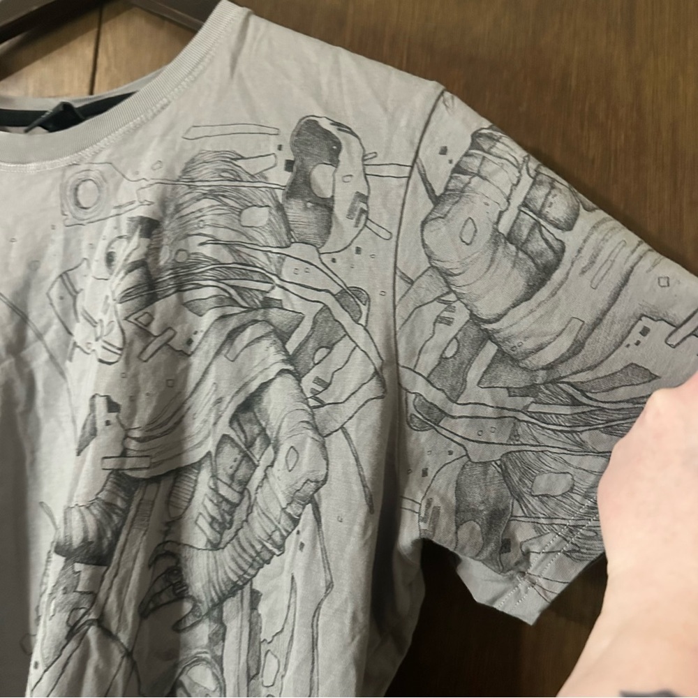 Plazmalab Men's Gray Mech Graphic Crew Neck Short Sleeve T-Shirt Size XL - Picture 7 of 12